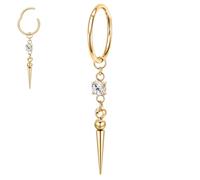 hengkaixuan Dangle Lobe Hoop Earring Gold 16G Conch Jewellery Seamless Clicker Ring 316L Surgical Steel Cartilage Helix Tragus Piercing Septum Ring 10mm for Women Men