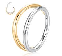 hengkaixuan Double Nose Ring for Single Piercing Gold Nose Hoop 20G Septum Jewellery Surgical Steel Daith Rook Tragus Piercing 10mm Cartilage Helix Conch Earring