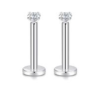 hengkaixuan G23 Titanium 2mm Clear CZ 16G Internally Threaded Labret Monroe Lip Studs Helix Cartilage Tragus Earring Piercing