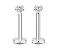 hengkaixuan G23 Titanium 3mm Clear CZ 16G Internally Threaded Labret Monroe Lip Studs Helix Cartilage Tragus Earring Piercing