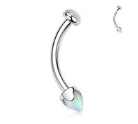 hengkaixuan G23 Titanium Eyebrow Piercing Jewellery Curved Barbell Rings 14G Belly Button Ring Arrow Opal Bars Navel Rook Daith Earrings 8mm, Silver, Arrow Shape White Opal+Disc Shape White Opal