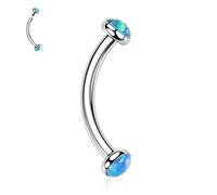 hengkaixuan G23 Titanium Eyebrow Piercing Jewellery Curved Barbell Rings 16G Belly Button Ring Disc Blue Opal Bars Navel Tongue Rook Earrings Lip Piercings 10mm