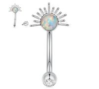 hengkaixuan G23 Titanium Eyebrow Ring 16G Opal Rook Daith Piercing Internal Threaded Curved Barbell Vertical Labret Lip Jewellery Small Belly Button Ring