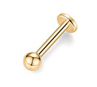hengkaixuan G23 Titanium Flat Back Lip Studs 16G Labret Stud Tragus Studs 8mm Monroe Piercing Threadless Push-in Silver Helix Cartilage Conch Earring Women Girls Piercing Jewellery