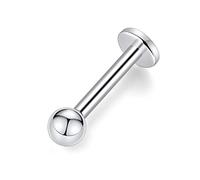 hengkaixuan G23 Titanium Flat Back Lip Studs 16G Labret Stud Tragus Studs 8mm Monroe Piercing Threadless Push-in Silver Helix Cartilage Conch Earring Women Girls Piercing Jewellery