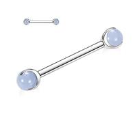 hengkaixuan G23 Titanium Nipple Barbell Nipple Jewellery 14G Internally Threaded Nipple Rings Imitation Blue Jade Nipple Bars Body Piercing Jewellery for Women 16mm