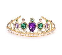 hengkaixuan Mermaid Crown Princess Headpiece Tiara Purple Rhinestone Headdress Jeweellery Gold Headband Halloween Costume Crown for Women Girls Kids Birthday Party Hair Accessories