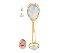 hengkaixuan Opal Daith Earring Titanium Eyebrow Ring Gold Eyebrow Jewellery 16G Internal Threaded Curved Barbell with CZ Vertical Labret Lip Piercing Small Belly Button Ring 8mm