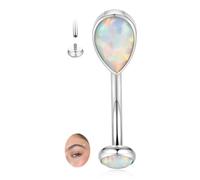 hengkaixuan Opal Daith Earring Titanium Eyebrow Ring Silver Eyebrow Jewellery 16G Internal Threaded Curved Barbell with CZ Vertical Labret Lip Piercing Small Belly Button Ring 8mm