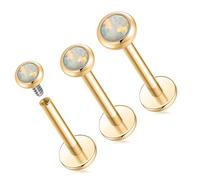 hengkaixuan Opal Labret Studs 16G Lip Rings Gold Labret Jewellery Lobe Earring G23 Titanium Conch Earring Internally Threaded Cartilage Helix Tragus Piercing Medusa Medusa Jewellery 10mm