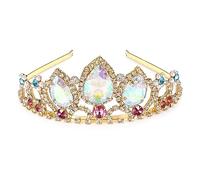 hengkaixuan Pretty Rapunzel Tiara Aurora Borealis Stone Sparkly Silver Tiara Princess Crown Tangled Costume Sweet Gift for Girls