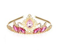 hengkaixuan Pretty Tiara Crown Pink Rhinestone Tiara Fairy Bridal Headpiece Birthday Halloween Gold Crown Christmas Princess Crown Tangled Costume Sweet Gift for Girls Women