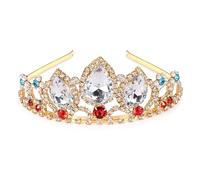 Hengkaixuan Princess Crown Halloween Cosplay Hair Accessories - Pretty Rapunzel Tiara with Clear Stone Sparkles - Bridal & Wedding Crystal Hair Band Tiara - Pageant & Birthday Gifts for Girls & Women