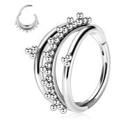 Hengkaixuan Surgical Steel Helix Earrings, 16G, 8mm, Silver, Stacked, Clicker Closure, Unisex, Implant Grade, Body Jewelry