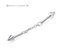 hengkaixuan Surgical Steel Industrial Barbell Silver Industrial Bar 14G Industrial Piercing Jewellery 38mm Long Scaffold Bar Externally Threaded Industrial Chain Cartilage Earring Helix Earrings