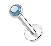 hengkaixuan Titanium Labret Studs Internally Threaded Jewellery Flatback Earrings with Apatite 16G Lip Tragus Piercing 8mm Monroe Medusa Helix Silver Lobe Cartilage Conch