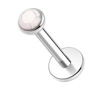 hengkaixuan Titanium Labret Studs Internally Threaded Jewellery Flatback Earrings with White Turquoise 16G Lip Tragus 10mm Monroe Medusa Helix Silver Lobe Cartilage Conch Earring