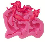HengKe 2 Pcs Mermaid Princess Molds,Mermaid Girl 3D Molds for DIY Ocean Candy,Impression Mats Baroque Fondant Pudding,Soap,Chocolate,Ice Cube, Cookie Pastry Pies,Cake Cupcake Decoration, Polymer Clay