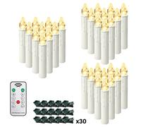 HENGMEI LED Flameless Candles Christmas Candles Warm White Realistic and Bright Flickering Flameless Light with Remote, Christmas Tree Lights for Wedding, Parties (30PCs)