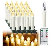 HENGMEI Pack of 30 Christmas Candles, Christmas Tree Lights, Warm White, Flameless with Remote Control, Christmas Lights for Christmas Tree, Wedding, Parties (30 Pieces)