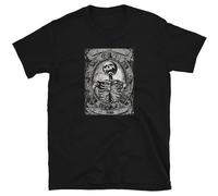 HENGMIAO Vintage Occult The Death Tarot Card - Satan Horror Design Unisex 100% Cotton Short-Sleeve T-Shirts Black L