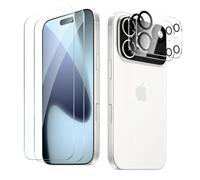 Hengnewro 2 Pieces Tempered Glass for iP 17 Pro Max with 2 Pieces Rear Camera Protection Accessory, 9H Hardness, Anti-scratch, Bubble Free Screen Protector