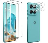 Hengnewro Tempered Glass for Motorola Moto Edge 60, Pack of 2 Scratch-Resistant Screen Protector with 2 Pieces Camera Film, HD Clear Bubble-Free, Ultra Above 9H+ Tempered Glass