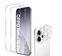 Hengnewro Tempered Glass for OPPO Reno 15 Pro Max, Pack of 2 Scratch Resistant Screen Protector with 2 Pieces Camera Film, HD Clear Bubble-Free, Ultra Above 9H+ Tempered Glass