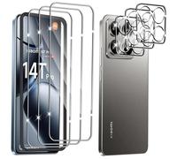 Hengnewro Tempered Glass for Xiaomi Mi 14T Pro 5G, Pack of 3 Scratch-Resistant Screen Protector with 3 Pieces Camera Film, HD Clear Bubble-Free, Ultra Above 9H+ Tempered Glass