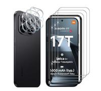 Hengnewro Tempered Glass for Xiaomi Mi 17T 5G, 3 Pack Scratch-Resistant Screen Protector with 3 Pieces Camera Film, HD Clear Bubble-Free, Ultra Above 9H+ Tempered Glass