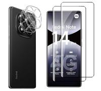 Hengnewro Tempered Glass for Xiaomi Redmi Note 14 Pro 5G, 2 Pieces Scratch-Resistant Screen Protector with 2 Pieces Camera Film, HD Clear Bubble-Free, Ultra Above 9H+ Tempered Glass