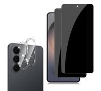 Hengnewro Tempered Glass Screen Protector for Samsung Galaxy S26 Pack of 2 Screen Protectors + 2 Camera Protection, 9H Hardness Anti-Spy Tempered Glass Protection Glass