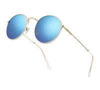 HENGOSEN Polarised Round Sunglasses Mens: Retro Circle Sunglasses for Men Women Metal Sun Glasses Hippie Travelling Driving