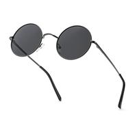 HENGOSEN Round-Sunglasses Polarised Circle-Sunglasses for-Men-Women: Retro Metal Hippie Sun Glasses for Driving Travelling