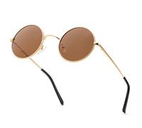HENGOSEN Round-Sunglasses Polarised Circle-Sunglasses for-Men-Women: Retro Metal Hippie Sun Glasses for Driving Travelling