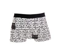 hengpai Hand Drawn Cute Cat Black White Prints Men's Boxer Briefs Soft Underwear Covered Waistband Short Leg