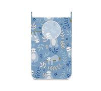 Hengpai Kids Cute Hanging Laundry Hamper Bag Dirty Clothes Bag Basket Fabric Wash Bag with Door Wall Hooks,Leaf Sloth Blue