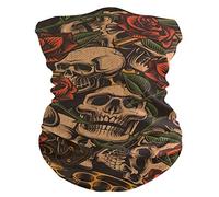 hengpai Neck Gaiter Man Neck Mask, Balaclava Face Mask Bandana Skull Gun Rose