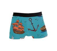 hengpai Sea Ships Sailboat Prints Men's Boxer Briefs Soft Underwear Covered Waistband Short Leg