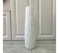 Hengqiyuan Large Floor Vase 58Cm Tall Vases Floor Standing Imitation Ceramic Textured Hydroponic Vase Shatterproof Plastic for Living Room Study Office Hotel Hall (White)