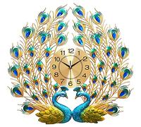 Hengqiyuan Peacock Wall Clock,Large Living Room Decoration Peacock Clock Numeral Clock Large Wall Clocks for Living Room, Bedroom, Kitchen, Home Decor,60cm
