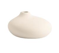 Hengqiyuan White Ceramic Vase Vegetarian Fired Art Deco Small Flower Pot for Dry Flower Pampas Grass Unglazed Frosted Texture Arrangement for Living Room Office Tabletop (14 * 14 * 7cm)