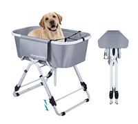 Hengriacly Foldable Dog Bathtub, Pet Bathtub, Height Adjustable, Pet Grooming Tub with Drain Valve, for Medium Small Dogs, Easy to Carry, 88 x 52 x 102 cm