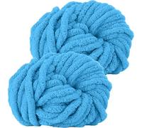 Hengrongshen 2 x 500 g Chunky Wool for Hand Knitting XXL Navy Sky Blue Thick Yarn for Knitting Blankets, Pillows, Scarves and Hats