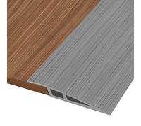 Hengrongshen Floor Transition Strip, Vinyl Door Threshold Strip Self Adhesive Threshold Flooring Transition for Laminate Doorway Edge Threshold Height Difference from 10mm to 15mm (Gray Wood, 2M)