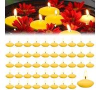 Hengrongshen Pack of 50 Floating Candles, Yellow, 3.5 cm Floating Candle, Fragrance, Smokeless & Drip-Free, Water Candles for Valentine's Day, Thanksgiving, Wedding, Holiday, Parties and Home