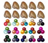 HENGSHENG 10 Pcs Freshwater Cultured Pearl Oysters with 3 Near Round Pearls Inside Love Wish 6-8 Mm Pearl Oysters