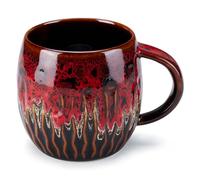 hengshukeji 20oz Large Ceramic Coffee Mug, Glazed Stoneware Mug with Handle, Thick Wall Tea Cocoa Soup Mug, Modern Rustic Coffee Cup for Home Office,Microwave and Dishwasher Safe (Red)