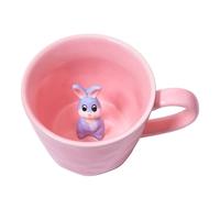 hengshukeji Cute Cow Ceramic Mug Hidden 3D Animal in Cup, Adorable Handmade Cartoon Character, Ideal Christmas and Birthday Gift for Coffee and Milk Tea Lovers, 12OZ (Rabbit)