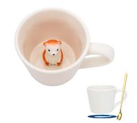 hengshukeji Cute Cow Ceramic Mug Hidden 3D Animal in Cup, Adorable Handmade Cartoon Character, Ideal Christmas and Birthday Gift for Coffee and Milk Tea Lovers, 12OZ (Bear)